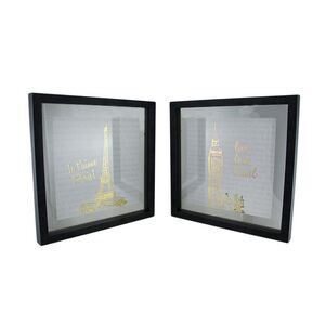 2 Pc. Live Love Travel Foiled Eiffel Tower/Big Ben Wall Hanging Set